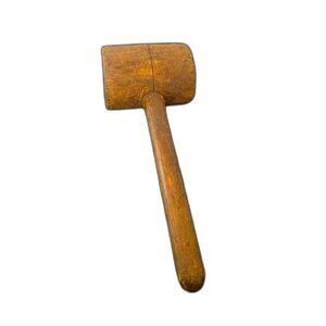 Antique Primitive Wooden Mallet Carpenter Hammer 19th Century 14" Original